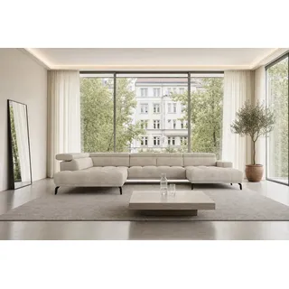 foamnova Wohnlandschaft Uppsala, mit Relaxfunktion, B 400 cm, Elektrischer Sitzvorzug & klappbare Kopfstützen beige