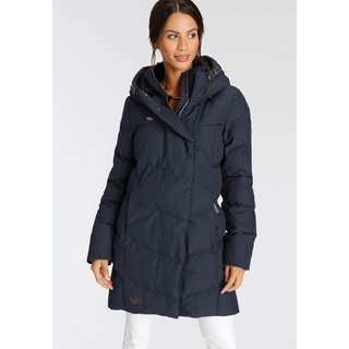 Steppjacke RAGWEAR "PAVLINNA O" Gr. L (40), blau (navy) Damen Jacken Steppjacken stylischer, gesteppter Winterparka mit Kapuze Bestseller