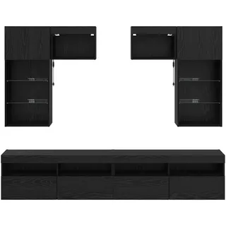 vidaXL Artisan-Eiche TV-Wandgeräte Wandmontiert 6 pcs  cm Schwarz/Holzwerkstoff