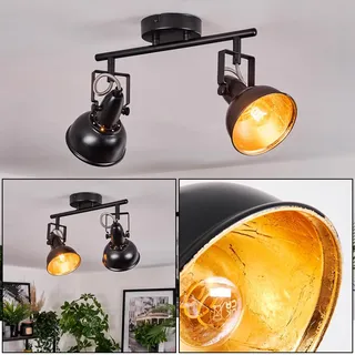 HOFSTEIN Deckenleuchte Toren, 2-flammige Deckenlampe aus Metall in Schwarz/Chrom-/Goldfarben, verstellbare Leuchte im Industrial-Design (Ø Schirme 11 cm), E14, Wohnzimmer, Esszimmer, Schlafzimmer