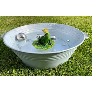 LB H&F Lilienburg Fertigteich Fertigteich Zinkwanne rund Zinkschale 40 cm groß Miniteich, (Deko Garten zinkdeko rostfrei Gefäß Behälter Schüssel Gartenschale Zinkeimer, Pflanzwanne Blumenwanne diy alt used look antik) wasserdicht Balkonteich Teichschale Shabby Teichwanne Dekoteich Terrassenteich Gartendeko Vintage, Blumenschale Gartenwanne Dekowanne Terrasse Balkon Wasser), Pflanztopf Zinkbottich Zinkzuber Schale Zink Metall Blumenschale grau