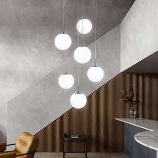 Pendelleuchte Moderne Kugel Hängelampe Weiß Metall Deckenlampe