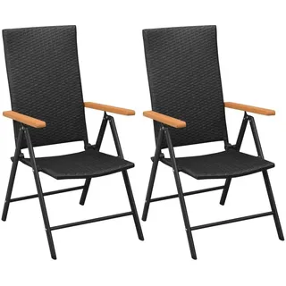 vidaXL Klappstuhl 55 x 64 x 105 cm schwarz 2 St.