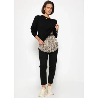 SASSYCLASSY Unterrock Blusenrock aus Spitze für Damen Eleganter Unterrock mit elastischem Bund und Knopfleiste Schwarz beige S/M