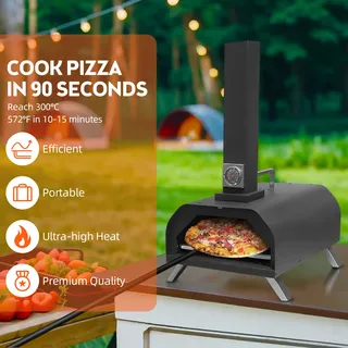 Tragbarer Pizzaofen Aus Edelstahl Für Camping Und Garten, 300 °c Temperatur, 11-zoll-pizza