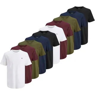 JACK & JONES JACK AND JONES JACK&JONES Herren T-Shirt, 10er Pack - JPRBLABRODY TEE CREW NECK 10PK, Kurzarm, Rundhals, Baumwolle Blau/Grün/Rot/Weiß 2XL