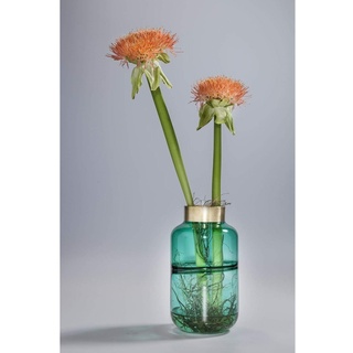 Kare Design Vase Positano Belly, Glasvase für das Wohnzimmer, Dekoratives Accessoire aus Glas, Blumenvase, Grün, 28cm