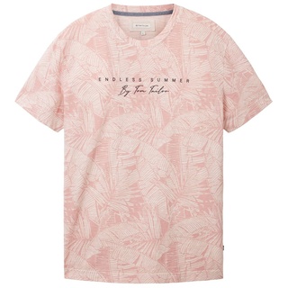 Tom Tailor Herren T-Shirt PALM PRINT Regular Fit Rosa Tonal Big Leaf Design 31802 S