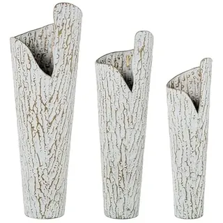Set mit 3 Bodenvase aus Metall, weiß und Gold, 90 x 29 x 29 cm