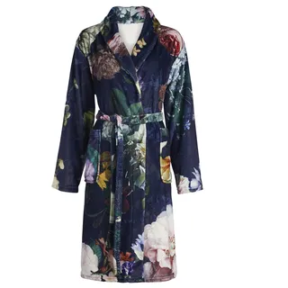 ESSENZA Bademantel Fleur Nightblue, L, 100% Polyester, Blumen Pfingstrosen Tulpen - L