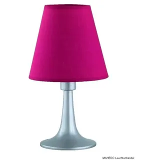 Tischleuchte Tischlampe Nachtischlampe TRIO Textilschirm Rot Silber Sparlampe