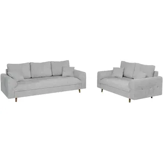 S-Style Polstergarnitur Chenille 3-Sitzer + 2-Sitzer Grau