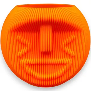 Vase Funny Face - Orange, lustige Vase mit Gesicht, rund, Blumentopf, Übertopf, Smiley, Kopf, lustig