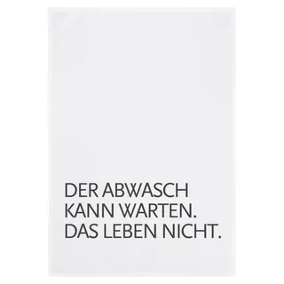 17;30 made in Hamburg Geschirrtuch Weiß mit Spruch Der Abwasch kann warten. Das Leben Nicht. 50x70 cm