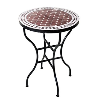Marrakesch Orient & Mediterran Interior Gartentisch Mosaiktisch Marrakesch 60cm rund, Beistelltisch, Gartentisch, Esstisch, Handarbeit weiß 75 cm