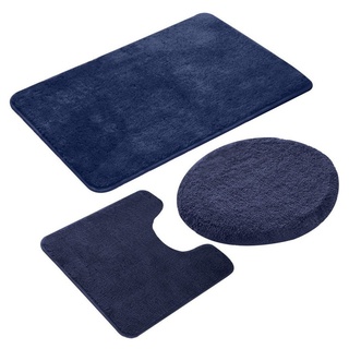Badematte Badematte Badezimmer-Bodenmatte, dreiteiliges Toilettenmatten-Set jalleria, 50*80+50*50+47*50CM blau