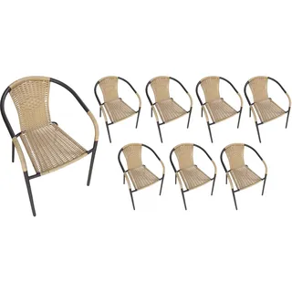 LC Garden »Garvista« 8er Set Gartenstühle Braun/Gelb Metall/PE-Rattan Stapelstühle Bistrostühle stapelbar