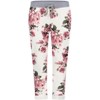 Mississhop Damen Hose Blumen Jogginghose Baumwolle Freizeithose Boyfriend Blumenprint - Einheitsgröße