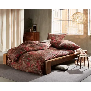 Bettwaesche-mit-Stil Mako Satin Paisley Bettwäsche orientalisch rot - Kissenbezug 40x80 cm - 100% Baumwolle