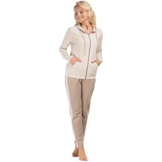 Consult-Tex Damen Pyjama Freizeitanzug Hausanzug Homewear Suit Jogginganzug Pyjama Baumwolle/PE Reißverschluß DW400Größe 40/42 - 40-42
