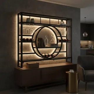 GWPGJW Weinregal Wand Metall, Bar Regal mit Weingläserhalter - Modernes Weinflaschenregal für Küche, Esszimmer, Home Bar und Restaurant, Wandmontage (Schwarz, 100cm)