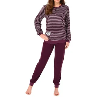 Creative by Normann Frottee Pyjama Schlafanzug mit Bündchen Rot 44/46