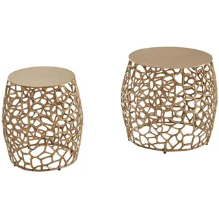 Wohnling WL6.690 Beistelltisch (2er Set) Gold 46 cm x 46 cm x 42 cm