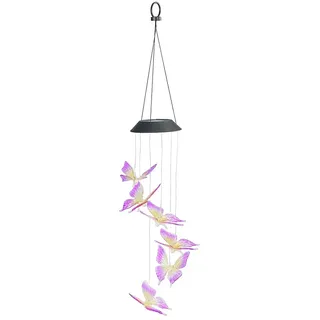 Maximex LED-Solar-Windspiel "Schmetterlinge" in Rosa - (B)12,5 x (H)78 x (T)12,5 cm