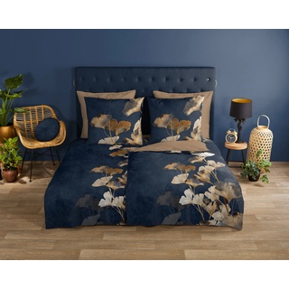 Wendebettwäsche GOOD MORNING "Premium" Bettwäsche Gr. B/L: 135 cm x 200 cm (1 St.), B/L: 80 cm x 80 cm (1 St.), Renforcé, blau (dunkelblau) Renforcé-Bettwäsche 100% Baumwolle