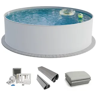 fresh-pool Profi Stahlwandpool Set rund 500 x 150 cm grau/weiß