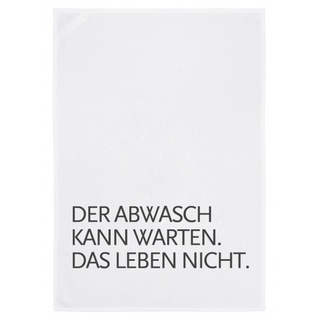 17;30 made in Hamburg Geschirrtuch Grau mit Spruch Der Abwasch kann warten. Das Leben Nicht. 50x70 cm