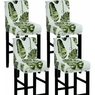 Barhockerbezug Mit Rückenlehne, Dehnbarer Barhockerbezug, Bezug Für Barhocker Mit Niedriger Rückenlehne, 4er-set