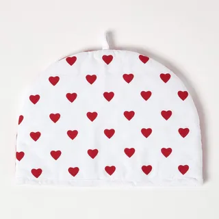Homescapes Tea Cosy, – Stoff-Teewärmer ‚Herzen‘,
