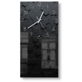 DEQORI Wanduhr 'Abstrakte 3D-Struktur' (Glas Glasuhr modern Wand Uhr Design Küchenuhr) schwarz 30 cm x 60 cm