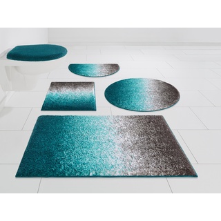 Badematte MY HOME "Elif" Badematten Gr. rechteckig (60 cm x 100 cm), 1 St., Kunstfaser, grau (grau, aqua) Badematten Ombré-Look, Badteppich, auch als 3 teiliges Set erhältlich
