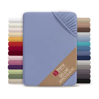 biberna Spannbettlaken Jersey-Elasthan 120 x 200 - 130 x 220 cm blau