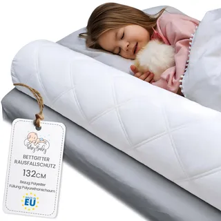 Bettgitter Rausfallschutz Bett – 132 cm Baby Reise Fallschutz Bettkantenschutz für Kinderbett Kinder Absturzsicherung Bettrolle Schaum Schutz Rausfallen