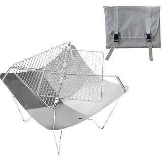 TIYASTUN Camping Grill Klappgrill bbq Grill Edelstahl Grill Camping Outdoor Grill Mobiler Grill Edelstahl Tragbarer Grill Klappbar Feuerschale Camping Faltbar Klappbar