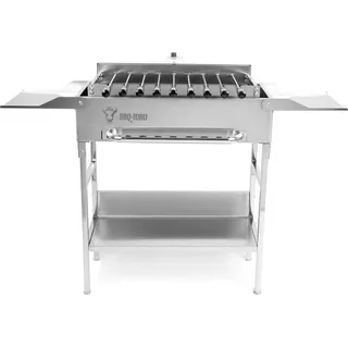 BBQ-Toro Edelstahl Grill mit Spießaufsatz 9 Spießen Grillrost Motor - Silber