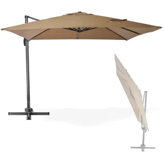 Ampelschirm Pendelschirm Kurbelschirm Sonnenschirm schwenkbar khaki braun 3x3 m