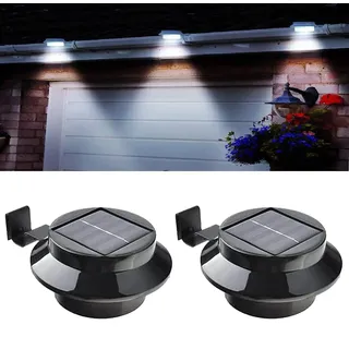 Kjzeex Dachrinnen Solarleuchten, Solarlampen für Außen mit verstellbarer Halterung, Wasserdichte Zaun-Wandleuchte für Garten, Wand, Hof (weiß) [2 Stück]