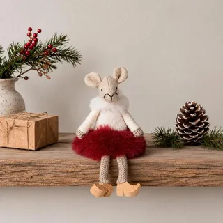 Weihnachts-Maus Nelli, 12 cm Wichtel Nisse Skandinavisch Weihnachtsdeko Deko