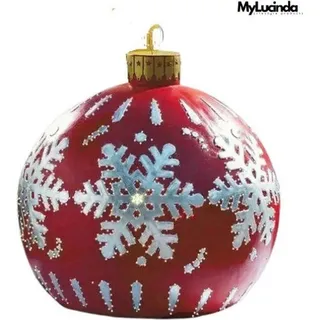 Famanu Aufblasbare Weihnachtskugel 60 cm - Wetterfeste Deko in Rot mit Schneeflocken