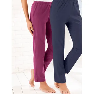 Homewearpants, Damen, Gr. 54, Normalgrößen, bunt (beere, marine), 100% Baumwolle, Doppelpack-Farbe grau-meliert:15% Viskose, 85% Baumwolle, unifarben, lang, Hosen