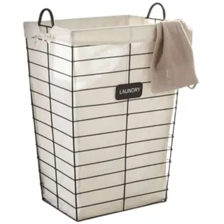 Home-trends24.de Wäschekorb Metall Wäschekorb Elegant Wäschesammler Korb Beige Modern 61 cm beige