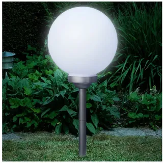kamelshopping LED Solarleuchte Solar Kugelleuchte / Gartenkugel für Aussen mit LED Beleuchtung, LED fest integriert, Warmweiß, inkl. austauschbarem 600 mAh Akku weiß Ø 30 cm