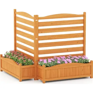 Costway Blumenkasten mit Spalier 101 x 30 cm Gelb/Orange