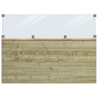 Plus Sichtschutzelement Plank Inkl. Glas  (L x B x H: 125 x 174 x 2,5 cm, Natur)