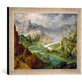 Gerahmtes Bild von Tobias Verhaecht Landschaft, Kunstdruck im hochwertigen handgefertigten Bilder-Rahmen, 40x30 cm, Silber Raya
