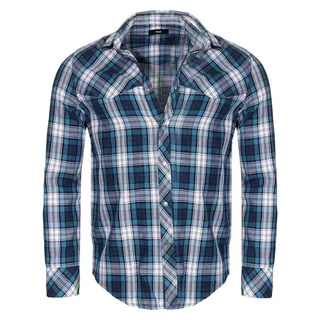 Diesel Karohemd Diesel Herren Hemd S-PLANY kariert Langarm sommer blau S
